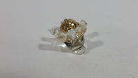 Tiny Miniature Art Glass Bear with Gold Tone Painted Head 1 3/8 inch Tall