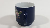 Tai'pan Fine Porcelain Miniature Mini Small 2 inch Tall Dark Blue Peacock Bird Themed Tea Cup
