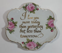 Saji Fine China Plate "I love you more today than yesterday but less than tomorrow." Made in Japan