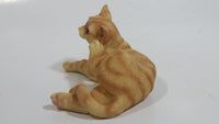 Orange Striped Cat Scratching its Face 4" Long Decorative Resin Ornament