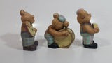 Vintage Teddy Bear Musical Band Playing Instruments Drummer, Squeeze Accordion, and Guitar Player 4" Tall Set of 3 Ceramic Figures