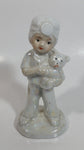 Lady Angela Boy Playing Doctor to Teddy Bear 5" Tall Hand Painted Porcelain Figurine