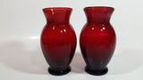 Set of 2 Vintage 1950s Anchor Hocking Ruby Red Glass Flower Vase 6 1/4 inch Tall