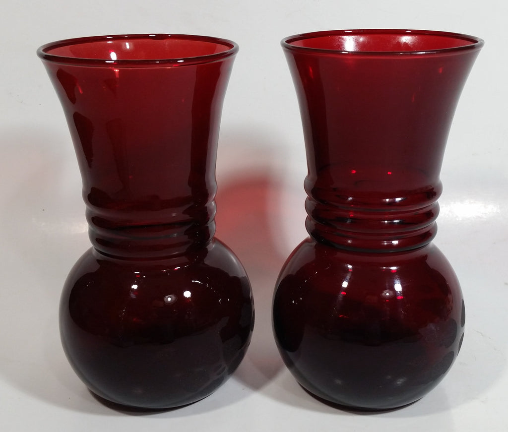 Set of 2 Vintage 1950s Anchor Hocking Ruby Red Pineapple Shaped Glass ...