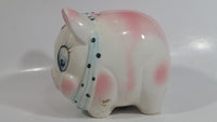 Vintage Lefton 745N Pink Pottery Pig Shaped Piggy Coin Bank