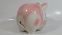 Vintage Lefton 745N Pink Pottery Pig Shaped Piggy Coin Bank