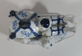 Vintage Horse Drawn Stage Coach Carriage Blue and White Porcelain Victorian Style Decorative Ornament