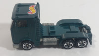 1998 Hot Wheels Race Team II Ramp Truck Semi Tractor Dark Metalflake Green Die Cast Toy Car Rig Vehicle