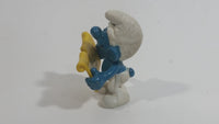 Vintage 1978 Peyo Smurf Character Singing and Holding Music Sheet PVC Toy Figure