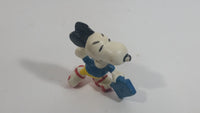 Vintage United Features Peanuts Snoopy 1970's Rollerskating with Lunch Box PVC Toy Figure Made in Hong Kong