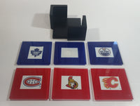 NHL Ice Hockey Canadian Teams Glass Coasters in Wood Holder Missing Vancouver Canucks