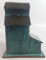 Saskatchewan Wheat Pool Blue Green Ceramic Railway Grain Storage Elevator Folk Art Model