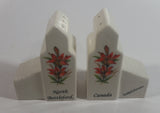 North Battleford, Saskatchewan Prairie Lily Flower White Ceramic Grain Elevators Salt & Pepper Shaker Set