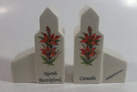 North Battleford, Saskatchewan Prairie Lily Flower White Ceramic Grain Elevators Salt & Pepper Shaker Set