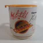 1990s CKNW/98 Vancouver Canucks NHL Ice Hockey Team with Player Autographs White and Yellow Plastic Coffee Mug Chevron Gas Station Promotional Item