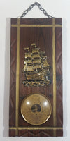 Vintage Fisher Tall Ship Boat Nautical Themed Rustic Wood Plank Barometer with Chain Hanger Weather Collectible Made in France