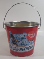 Coca-Cola Coke Ice Cold Pause Refresh 5 1/2" Tall Red Metal Pail