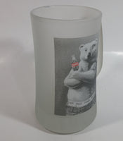 Coca-Cola Coke Soda Pop Polar Bear in Jeans 6 3/4" Tall Heavy Frosted Glass Mug