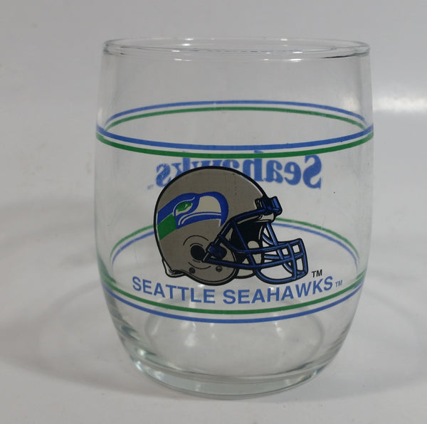 Seattle Seahawks NFL Football Sports Team Helmet Graphics Blue Green Lined 3 1/2" Tall Glass Drinking Cup