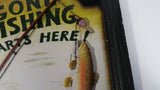 Gone Fishing Starts Here! Fishing Rod, Fish, and Basket 3D Folk Art Wood Wall Plaque Man Cave Outdoorsmen Sign 15 1/2" x 11 3/4"