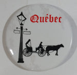 Quebec Lamp Post and Horse Drawn Carriage Decor White Round Circular 2" Button Pin Souvenir Travel Collectible