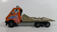 1984 Vintage Majorette Renault Master T35 Flat Bed Tow Truck Orange 1/45 Scale  Die Cast Toy Vehicle