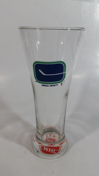 Vancouver Canucks NHL Ice Hockey Circa 1970/71 Vintage Logo 7" Tall Clear Pilsner Glass with Red NHL Crest Bottom