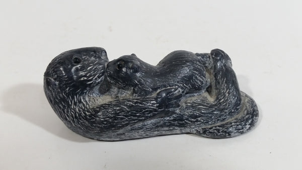 Mother Beaver and Baby Beaver Soapstone Carved Sculpture Ornament
