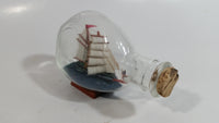 Vintage Highly Detailed Miniature Ship in Cork Top 5 1/4" Long Glass Bottle