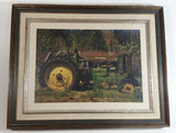 Old Rusted John Deere Tractor in Over Grown Field 15 1/2" x 20" Framed Photograph