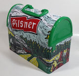 Rare Very Hard to Find Pilsner Beer with Train Locomotive Themed Metal Lunch Box Container 8 3/4" Wide