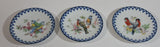 Set of 3 Vintage 1970s Porcelain Bird Plates with Blue Decorative Trim