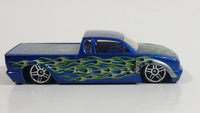 2003 Hot Wheels First Editions Steel Flame Metallic Blue Die Cast Toy Car Low Rider Truck Vehicle