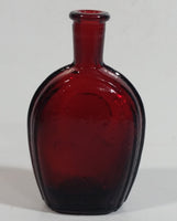 Vintage Wheaton President Benjamin Franklin 3" Tall Ruby Red Embossed Miniature Glass Bottle