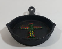 Colorful Totem Pole 3" Diameter Miniature Cast Iron Frying Pan Aboriginal Art Collectible