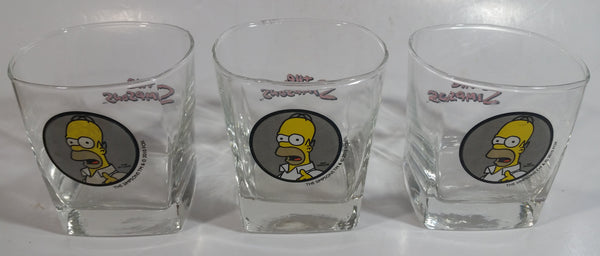 Set of 3 2010 Fox The Simpsons Home Simpson Carton Character Themed Dark Grey Themed 3 1/2" Tall Whisky Glass Cup