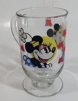 Disney Mickey Mouse and Minnie Mouse 5" Tall Clear Pedestal Glass Cup with Handle