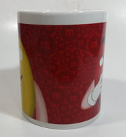 2014 M&M's Chocolate Candy Snack Red and Yellow Characters Ceramic Coffee Mug Cup Collectible