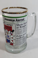 Vintage Style 1981 Edmonton Journal Newspaper "Kid is King!" Wayne Gretzky NHL Ice Hockey Player Gold Rimmed Glass Beer Mug