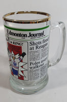 Vintage Style 1981 Edmonton Journal Newspaper "Kid is King!" Wayne Gretzky NHL Ice Hockey Player Gold Rimmed Glass Beer Mug