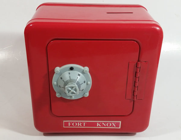 Fort Knox Combination Lock Safe Shaped Red Steel Coin Bank Collectible