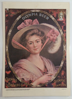 Vintage 1977 Hickory Inc. Carson City, Nevada Olympia Brewing Company Beer Advertising Woman In Pink Laminated Art Print Poster 9 1/2" x 14"