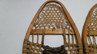 Vintage Authentic Wood Rawhide Snow Shoes Set with Leather Boot Straps