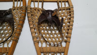 Vintage Authentic Wood Rawhide Snow Shoes Set with Leather Boot Straps