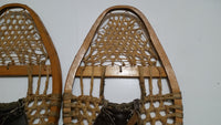 Vintage Authentic Wood Rawhide Snow Shoes Set with Leather Boot Straps