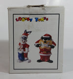 1993 Warner Bros. Looney Tunes Bugs Bunny and Taz Cartoon Characters Christmas Themed 5" Tall Ceramic Salt & Pepper Shakers In Box
