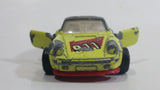 Vintage Majorette Porsche 911 Turbo No. 209 Fluorescent Yellow 1/57 Scale Die Cast Toy Car Vehicle with Opening Doors