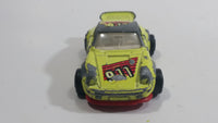 Vintage Majorette Porsche 911 Turbo No. 209 Fluorescent Yellow 1/57 Scale Die Cast Toy Car Vehicle with Opening Doors