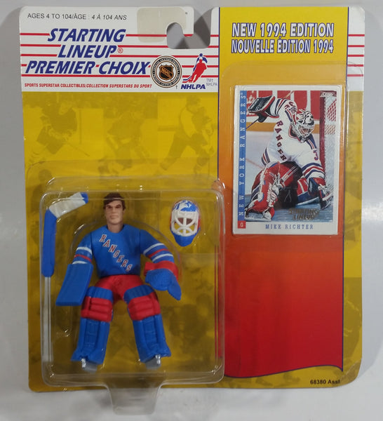 1994 Edition Kenner Starting Lineup NHL Ice Hockey Player Goalie Mike Richter New York Rangers Action Figure and Score Trading Card New in Package