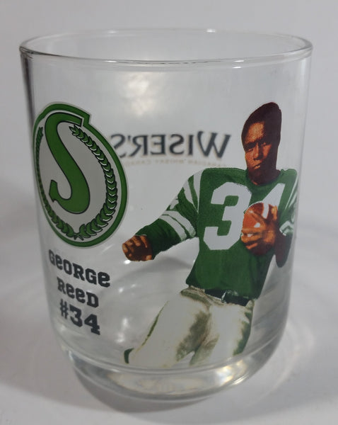 Wiser's Canadian Whiskey CFL Canadian Football League Saskatchewan Roughriders Team George Reed Player #34 4" Tall Glass Whiskey Cup